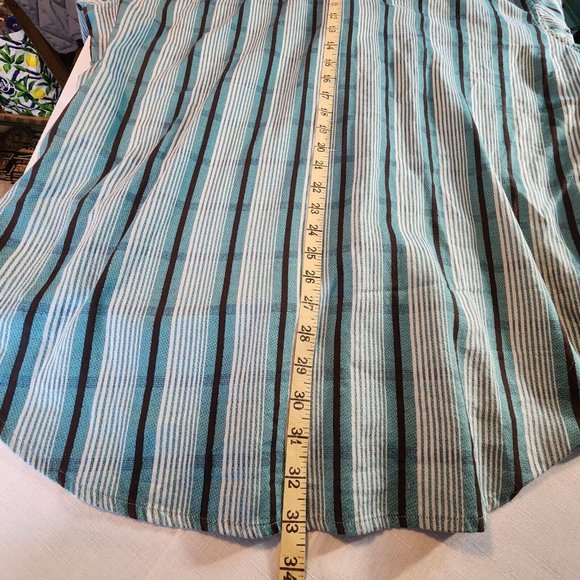 Robert Graham Men's Aqua Vertical Stripe Long Sleeve Shirt With Cuff Accents XXL - Picture 9 of 12